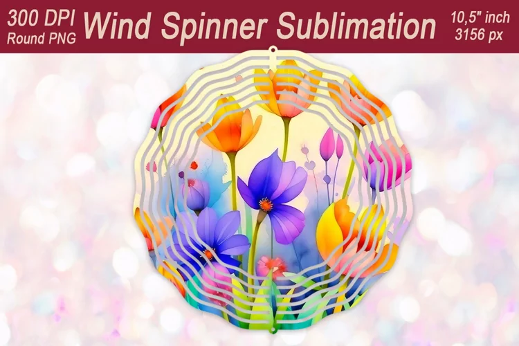 Watercolor crocus Flower Wind spinner sublimate |Windspinner