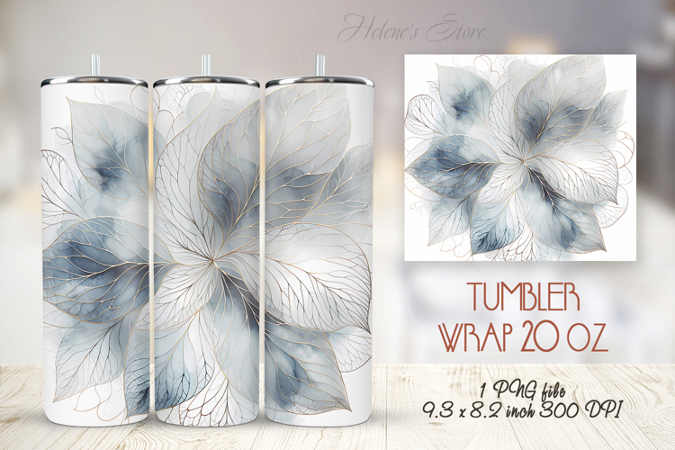 Abstract watercolor leaves straight tumbler 20oz wrap design