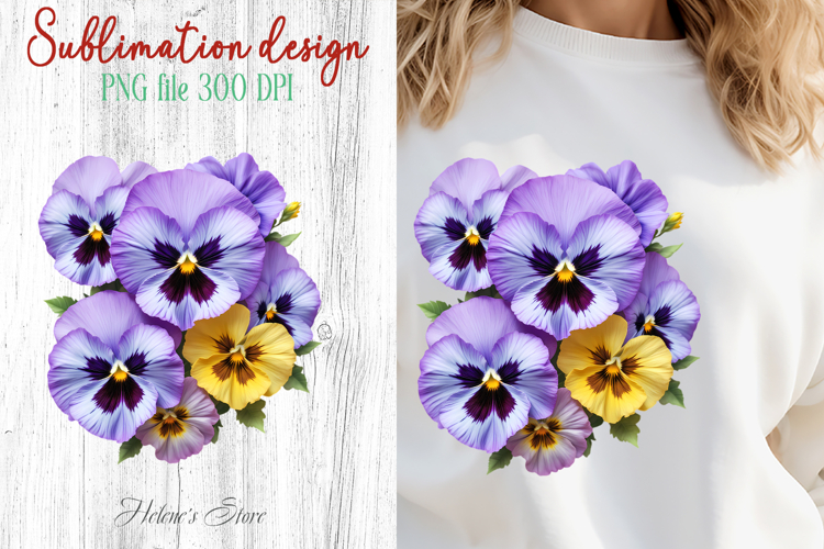 Summer flowers sublimation design png | Cute pansy clipart