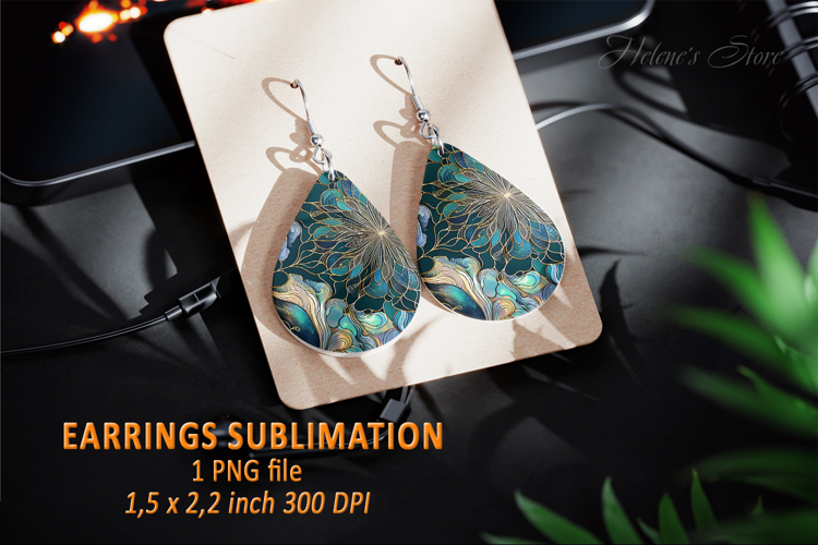 Gold Aquamarine Ocean earrings design| Teardrop earring png