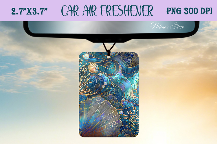 Blue & gold iridescent ocean Air Freshener Car sublimating