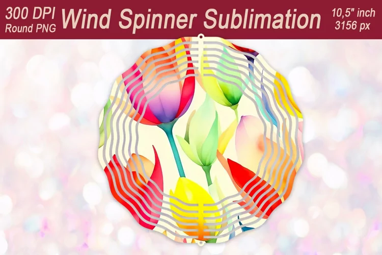 Watercolor crocus Flower Wind spinner sublimate |Windspinner