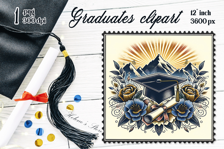 Graduate sublimation png|Graduating vintage postage stamp