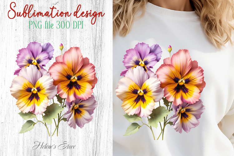 Summer flowers sublimation design png | Cute pansy clipart