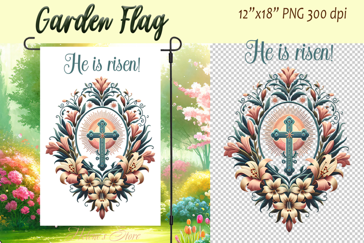 Easter Garden Flag Sublimation |Religious sublimation design