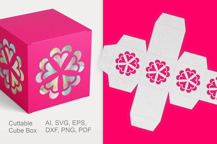 Abstract Flower Cuttable Gift Box with Holes SVG example image 1