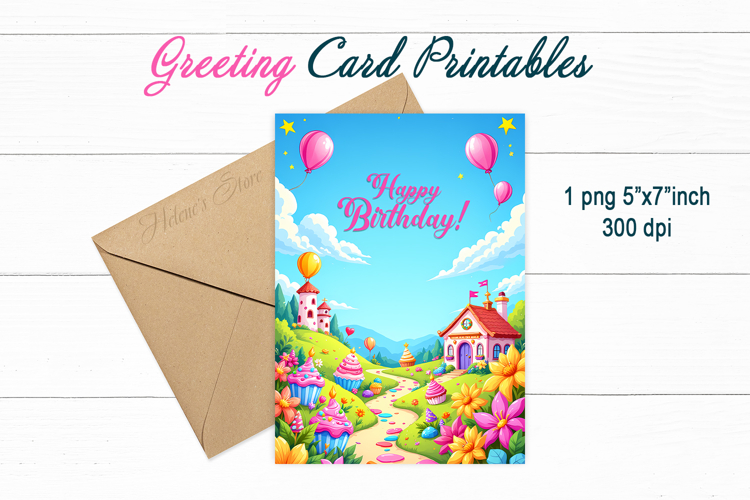 Cute fantasy greeting card design|Sweet Happy Birthday cards