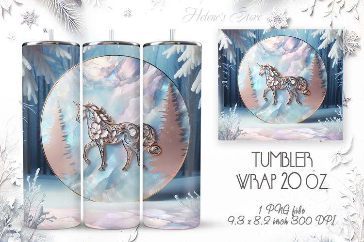 Christmas unicorn tumbler wrap 20oz sublimation |Magic horse