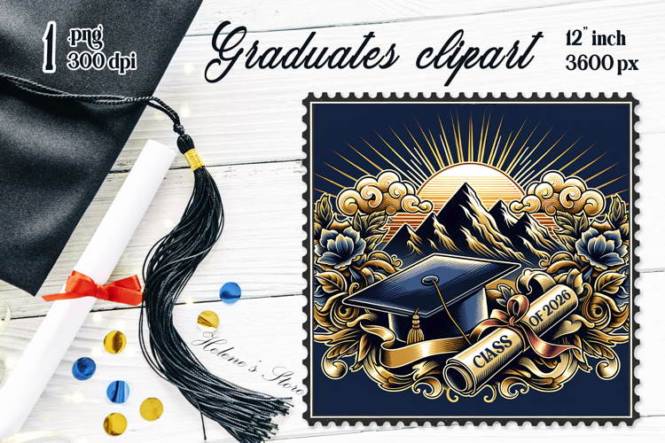 Graduate sublimation png|Graduating vintage postage stamp