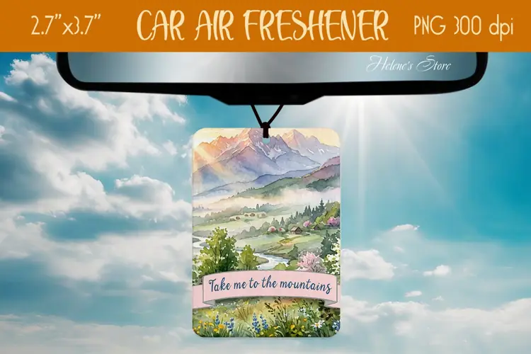 Mountains Spring Air Freshener Car sublimation design png