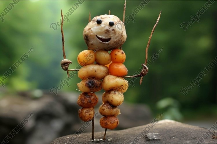 Homemade potato figure in nature example image 1