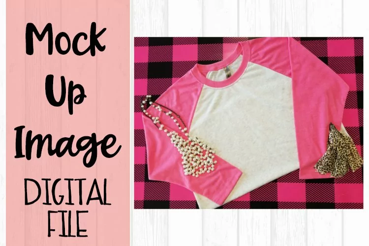 Pink Raglan on Buffalo Plaid V2 Mock Up
