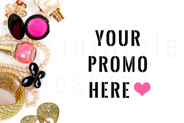 Feminine Styled Desktop Mockup, Flatlay Stock Photo 33