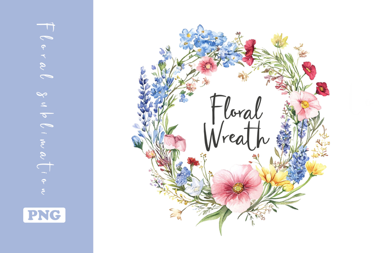 Watercolor Lovely Wildflower Wreath Clipart
