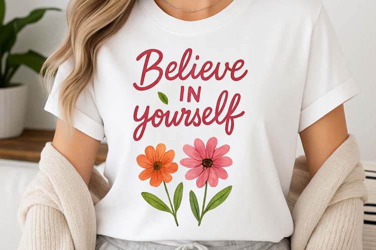 Positive quote with watercolor floral t-shirt sublimation