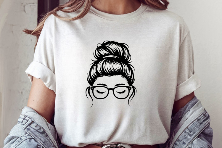 Cute messy bun clipart sublimation design