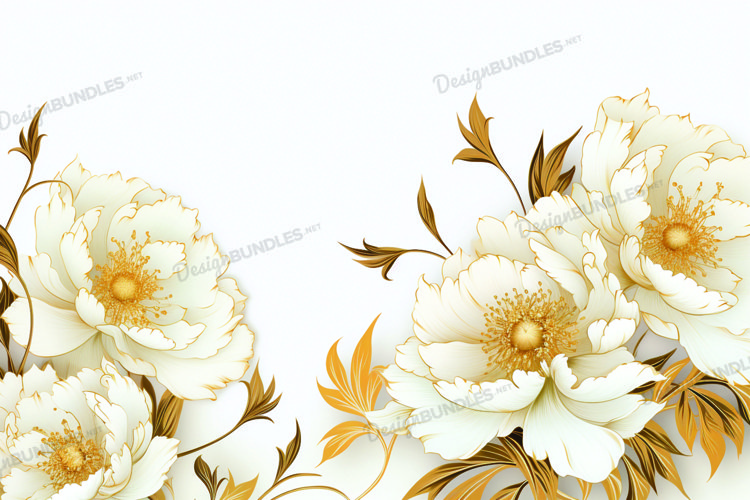 Golden floral background, floral digital paper