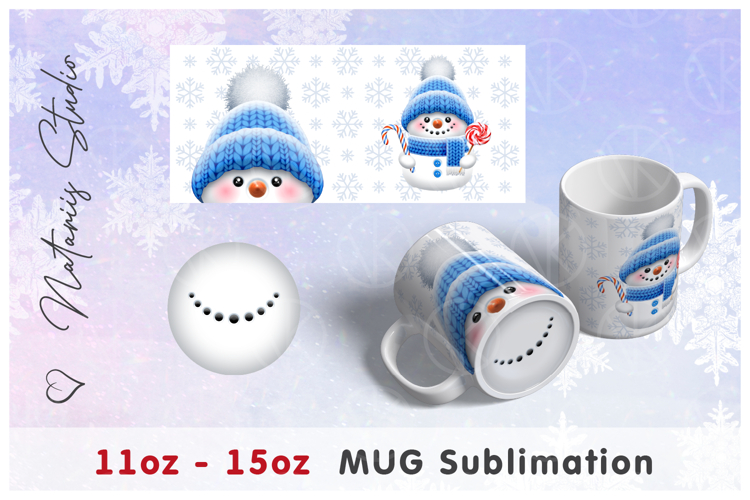 Christmas Snowman Design. 11oz-15oz Mouth Bottom Mug.