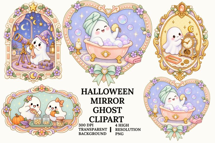 Mirror Ghost PNG Spooky Sublimation Design Fun Art example image 1