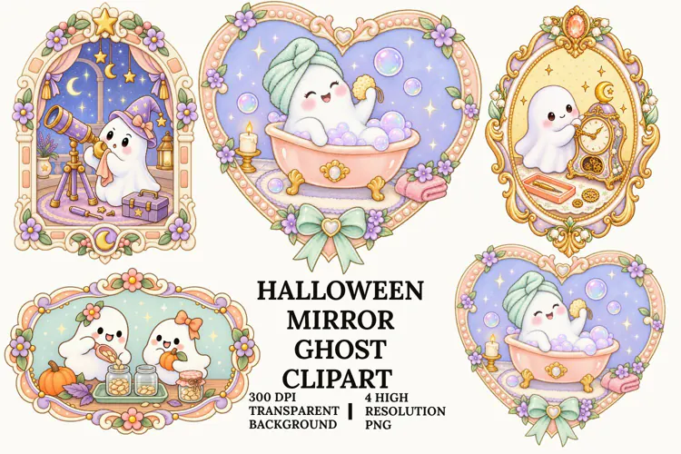 Mirror Ghost PNG Spooky Sublimation Design Fun Art