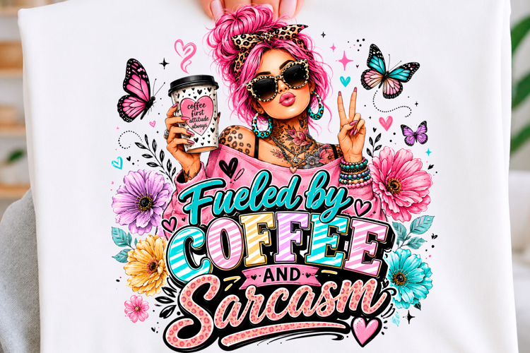 Fueled by Coffee & Sarcasm Trending Png