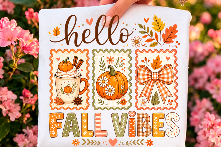Hello Fall Vibes Pumpkin PNG