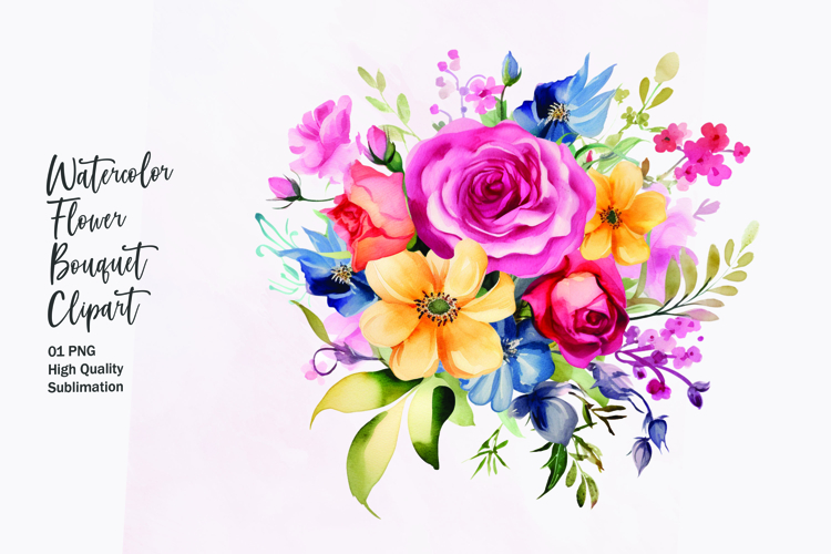 Watercolor Floral bouquet clipart sublimation