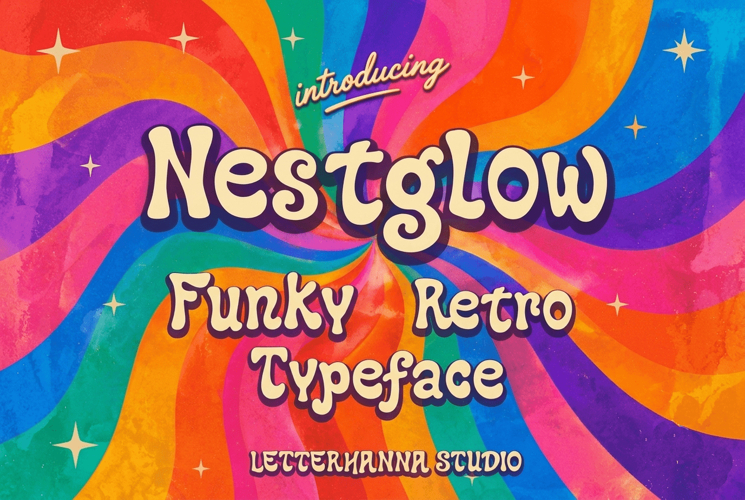 Nestglow Font | Retro Wave Font with Funky, Bold, and Psyche