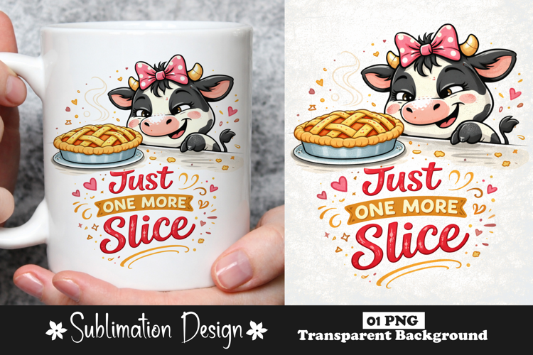 Just One More Slice Funny Pie Lover Cow Dessert Sublimation