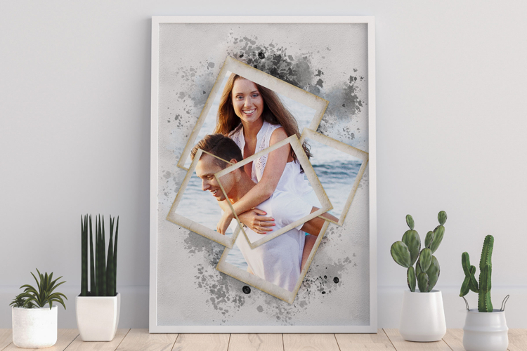 Elegant Frame Watercolor Portrait Effect