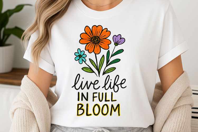 Positive quote with watercolor floral t-shirt sublimation