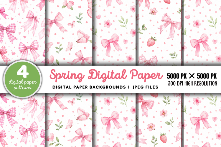 Spring Digital Paper Backgrounds JPG
