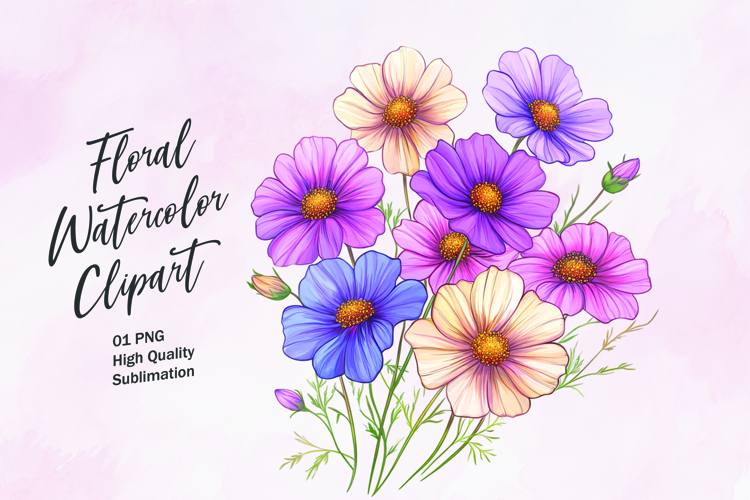 Watercolor floral clipart sublimation png