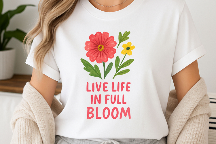 Positive quote with watercolor floral t-shirt sublimation