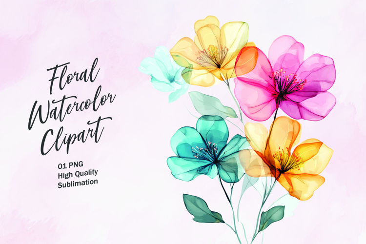Watercolor floral clipart sublimation