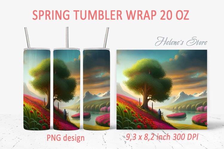 Spring tumbler wrap | Tumbler sublimation 20 oz example image 1