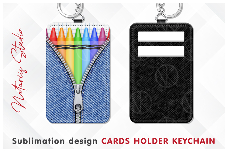 Zipper School Case Pattern - Cards Holder Keychain