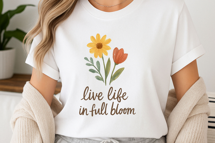 Positive quote with watercolor floral t-shirt sublimation