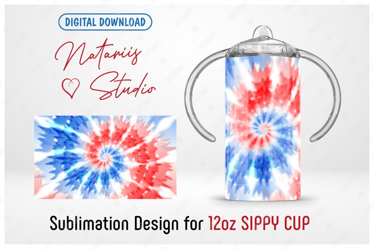 TIE-DYE Seamless Sublimation Template - 12 oz SIPPY CUP
