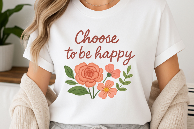 Positive quote with watercolor floral t-shirt sublimation