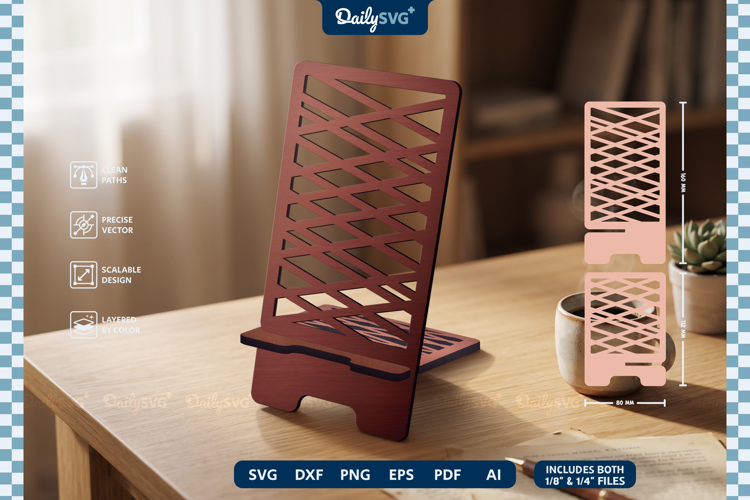 Geometric Phone Holder SVG Laser Cut Stand 3mm 6mm