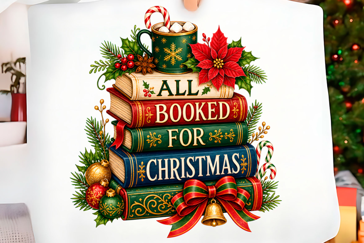 All Booked for Christmas PNG Christmas T-shirt PNG Des