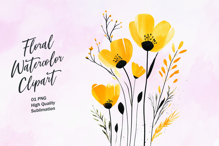 Watercolor Flowers Image 8