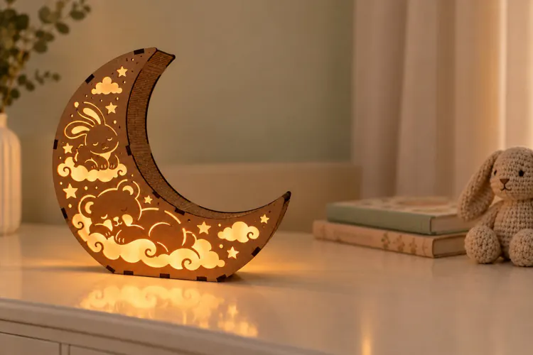 Sleepy Animals Moon Lantern SVG Laser Cut Files