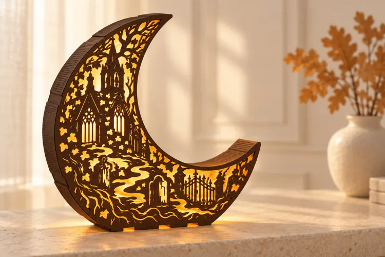 Forgotten Graveyard Moon Halloween Laser Cut SVG