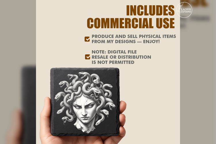 Serpent-Crowned Gorgon Laser Engraving PNG