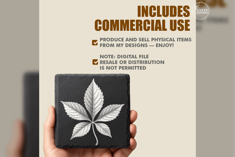 Virginia Creeper Leaf Laser Engraving PNG