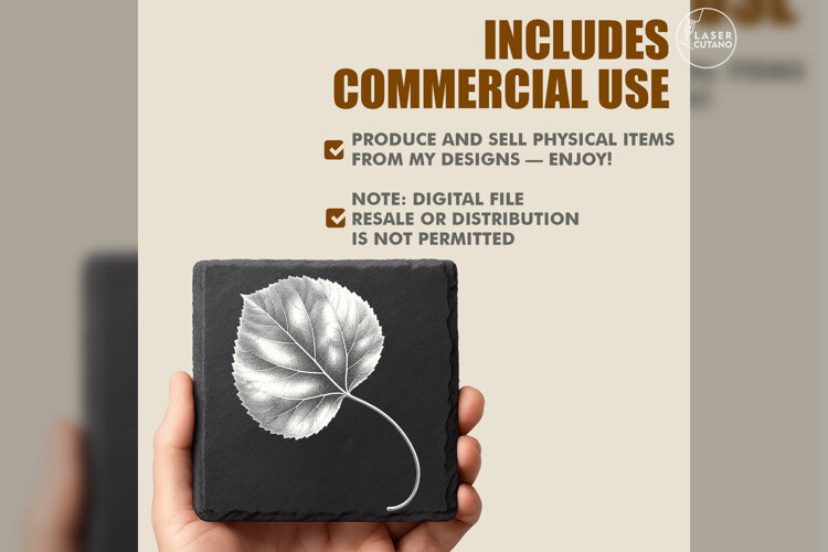 Aspen Leaf Laser Engraving PNG example image 1
