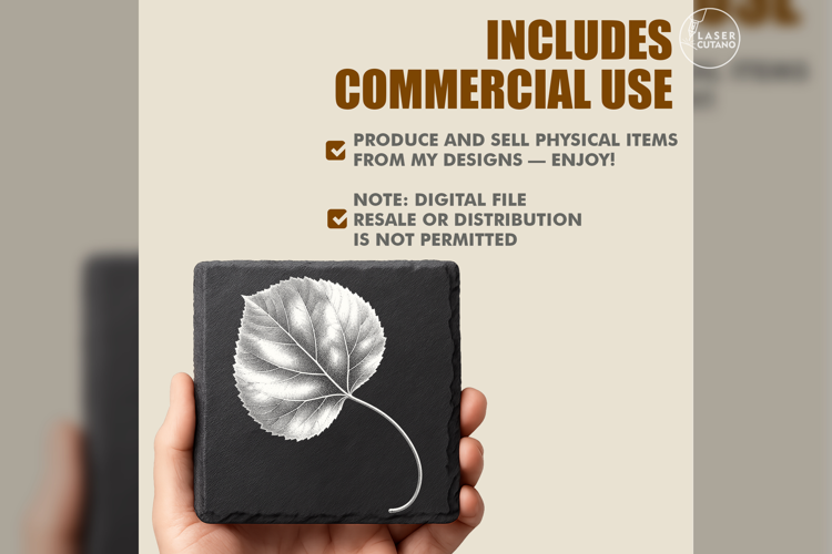 Aspen Leaf Laser Engraving PNG