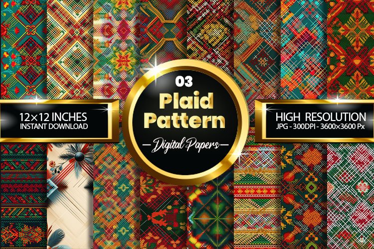Plaid Seamless Pattern Digital Papers V3, Plaid Pattern